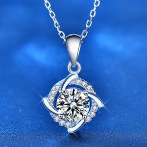 Certified 1ct. t.w. Diamond Moissanite Windmill Necklace NEW